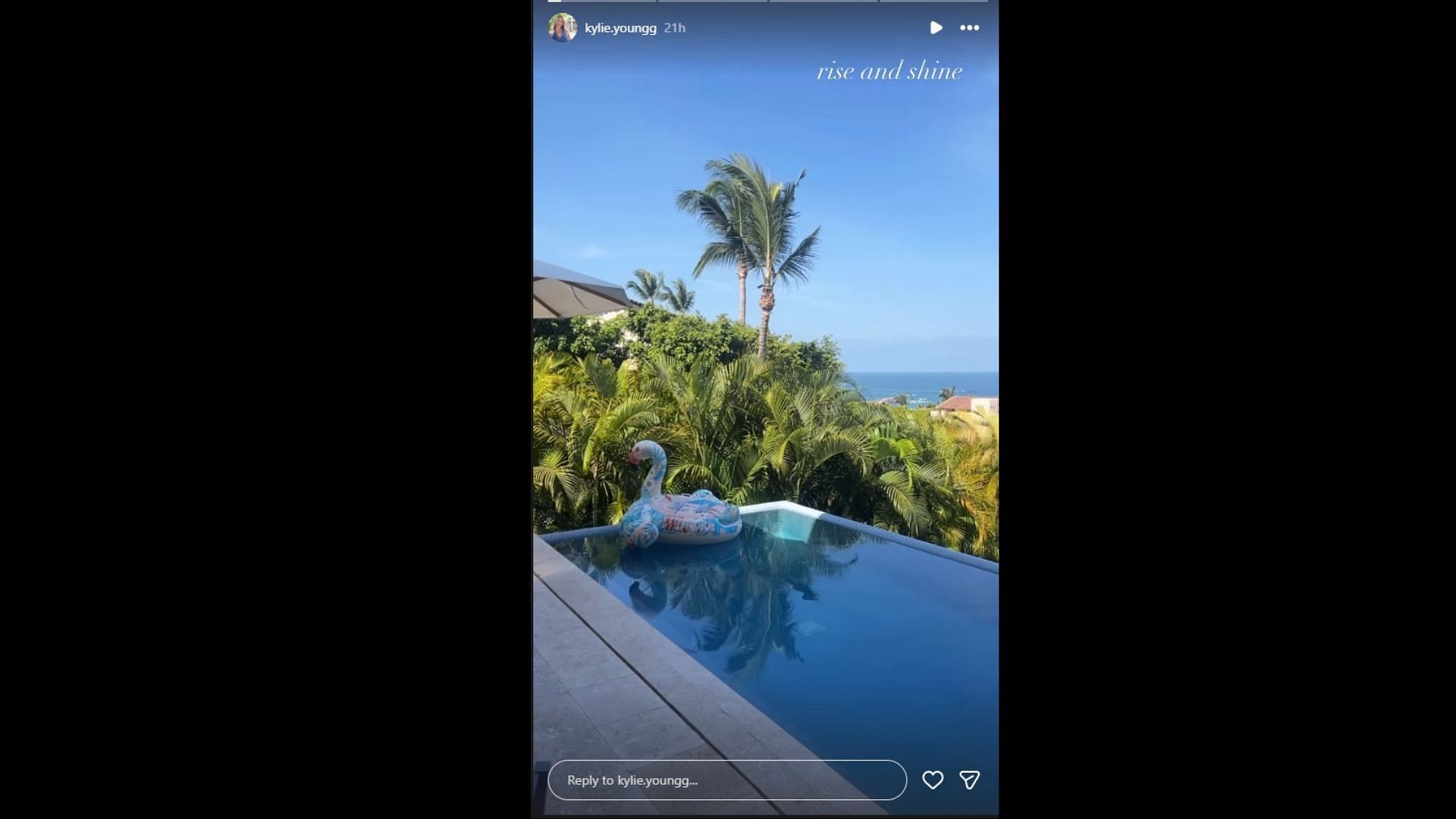 Jack Bech's girlfriend shared a snapshot of her tropical vacation. (Photo via Kylie Young's Instagram Story)